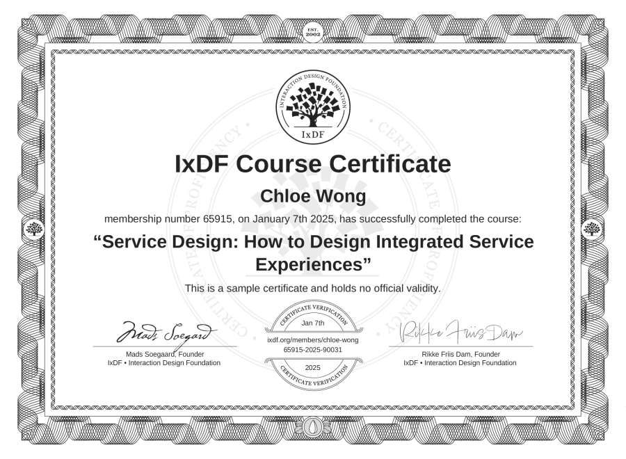 Course Certificate example